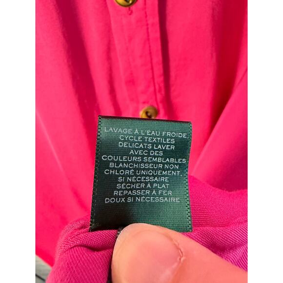 Lauren Ralph Lauren women’s shirt, dress, pink satin lung sleeve, romantic - Picture 6 of 9